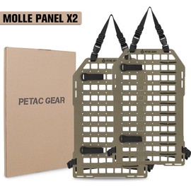 PETAC GEAR Tactical Car Seat Back Organizer | Rigid Molle Panels for Vehicles | Truck Mount Rack Panel for Tactical Gear Accessories. (Dark Earth-2 Count)
