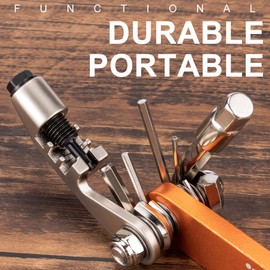 Bike Multitool - Bike Chain Tool/Torx/Hex/Screwdriver - Bicycle Multitool Kit Compact and Lightweight Repair Tools for Road and Mountain Bikes (Orange)