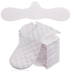 Boyiee Pack of 16 Reusable Cotton Bra Inserts Under the Breasts Sweat Absorber Pads Bra Sweat Pads for Women, White, M
