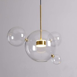 EDISLIVE Modern Artistic Chandeliers Bubble 1-Light Clear Globe Glass Sputnik Pendant Light for Dining Room White