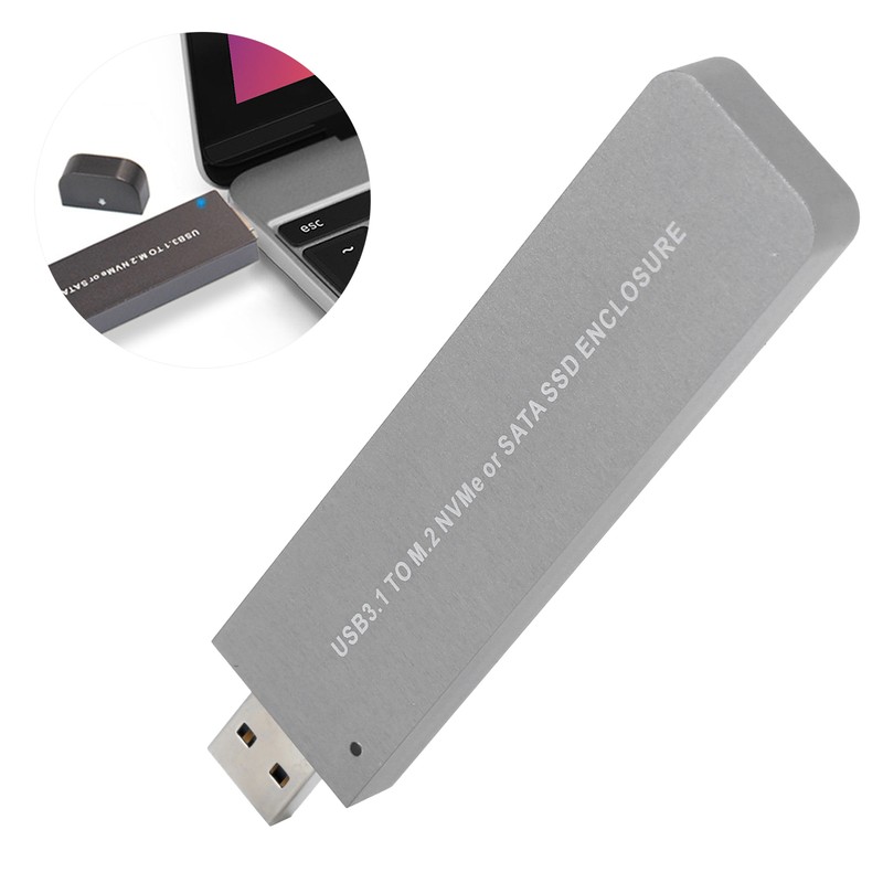 Hard Disk Box Aluminum Alloy USB3.1 to M.2 NVME/SATA SSD