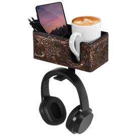 Aurynns Desktop cup holder with clip and stationery organizer, ideal-spill cup holder for storing drinks、stationery and mobile phones. (Golden)