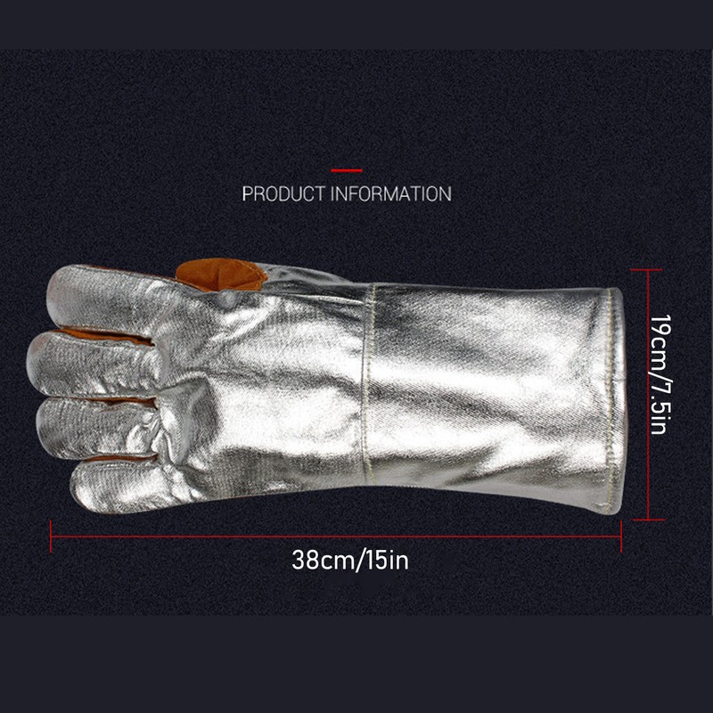 1 Pair Cowhide Welding Gloves Heat Resistant Fireproof Hard Wearing