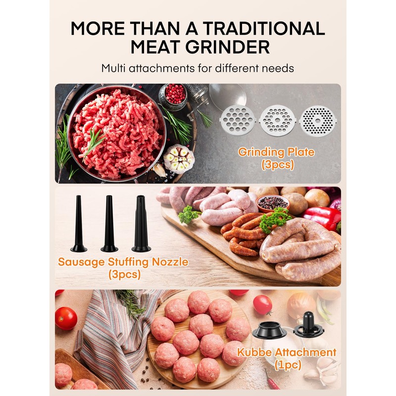FOHERE Electric Meat Grinder for Home Use 3200W Max Heavy