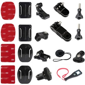 Universal Action Camera Accessory Kit for GoPro Hero 12 11 10 9 8 7 6 5 Black Go pro Max Insta360 One R/X2/X3 DJI OSMO Action 2 3 4 AKASO APEMAN Sports Cam, Helmet Base Adhesive Tripod Adapter Mount