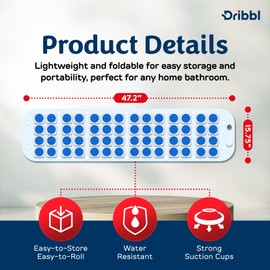 Dribbl Electric Bubble Massage Bathtub Mat – Non-Slip Full-Body Waterproof Hot Tub Spa Mat for Bath with Heater, Motorized Air Pump, and Remote Control, 6-Speed Adjustable Massage, Blue