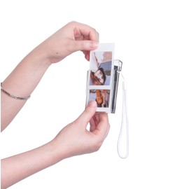 MUZIRI KINOKOO Fuji Instax Mini Photo Holder Film Storage Box in Transparent Acrylic with Strap - for Storing Fuji Mini 3 Inch Photos - Clear Instax Mini Photo Holer