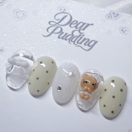[Handmade nail tip] Tanning polka dot nail tip - Short ballerina / [수제네일팁] 태닝땡땡이 네일팁 - 숏발레리나