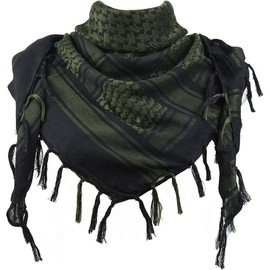 Cotton Shemagh Keffiyeh Tactical Desert Scarf Neck Head Wrap with Tassel for Men Women Style Fashion - Color: Black and Green, Size: One Size