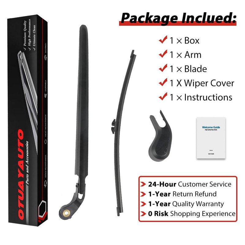 OTUAYAUTO Rear Wiper Arm and Blade Set - Replacement for