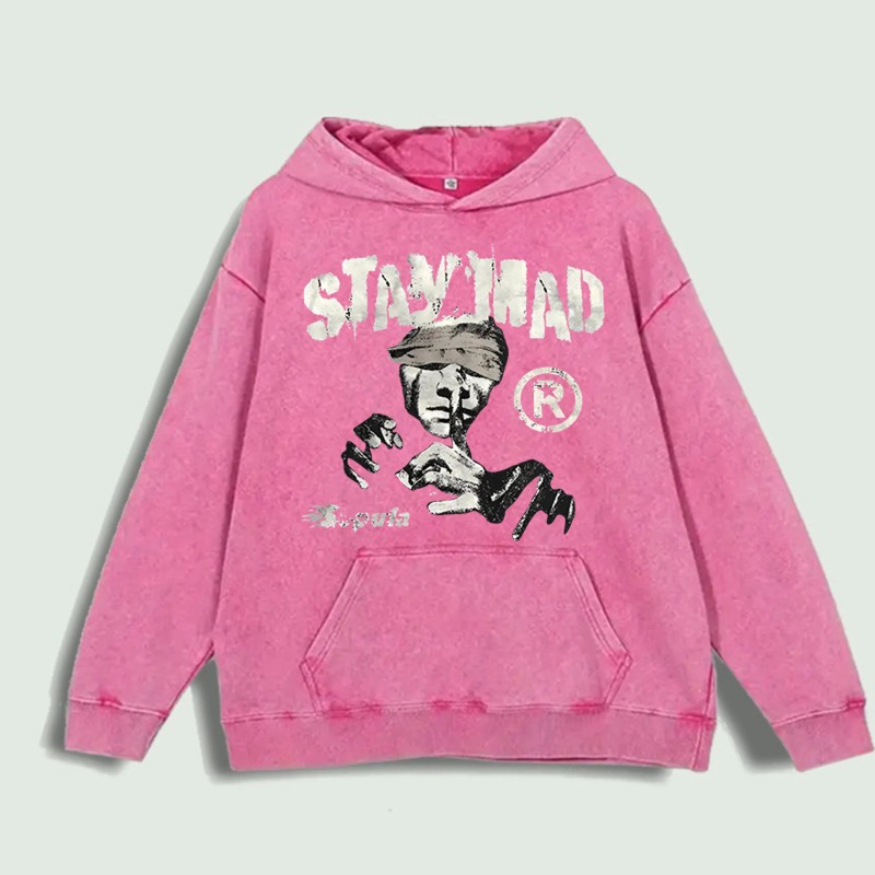 Stay Mad Graphic Hoodie 100% Cotton US Warehouse 6 ColorsColor: