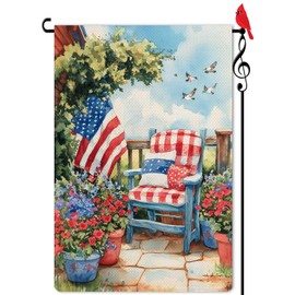 Lorugekyu Spring Patriotic Porch Chair Garden Flag Spring Summer Floral Flowers Small Flag for Outside Burlap Double Sided Farmland Welcome Yard Lawn Winter Decor 12.5x18"