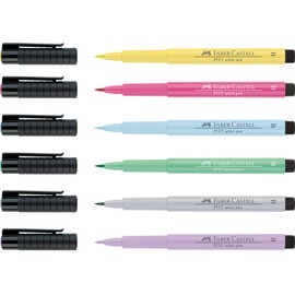 Faber-Castell Pitt Artists Pen Brush Pastel (Wallet of 6)