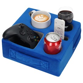 STBoo Couch Cup Holder Pillow - Sofa Drink Cup Holder Cozy Buddy | Bed Caddy Organizer Holds Remote, Snacks, Phones | Waterproof Anti-Spill Sofa Beverage Tray for Car, Pack, Beach, RV, Boat (PUGrey)