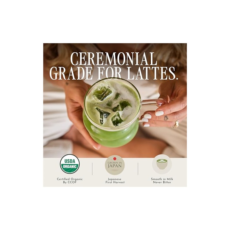 (Latte-Grade (1st harvest), 60g (60ml)) - Encha Organic Matcha (Latte-grade,