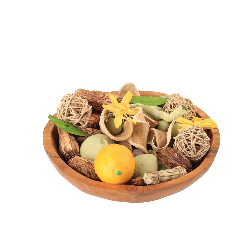 ANDALUCA Rustic Teak Wood Hand Carved Organic Bowl (11"-12" Diameter)
