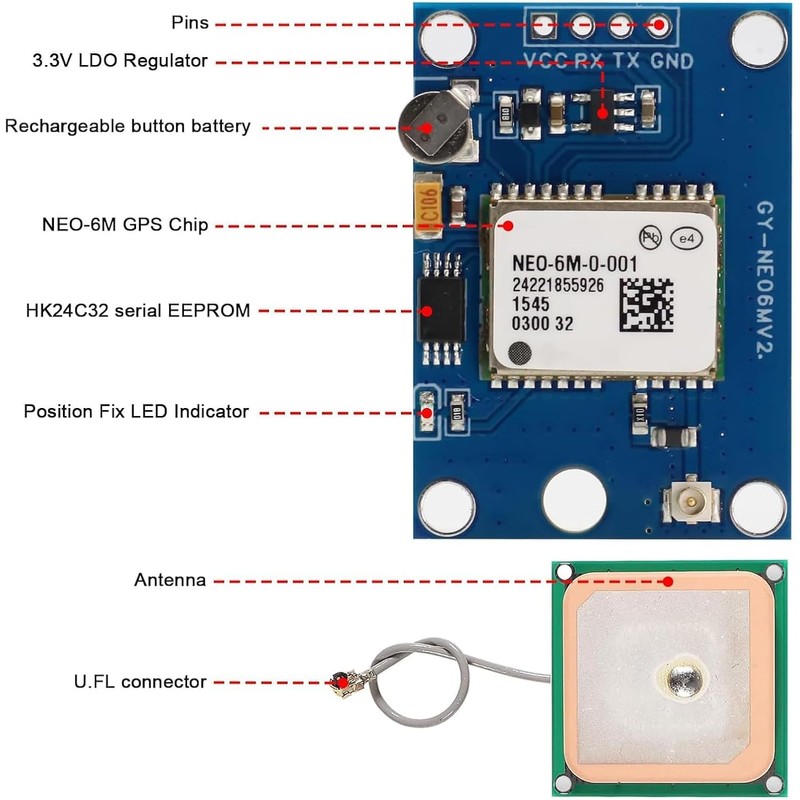 GY-NEO6MV2 NEO-6M GPS Flight Control Module 3V-5V with Super Strong