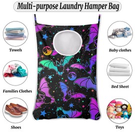 Cesto colgante para ropa sucia con 2 ganchos para la puerta y calcomanía, bolsa de almacenamiento plegable para recámara grande para guardar ropa sucia y ahorrar espacio, 30 x 20 pulgadas