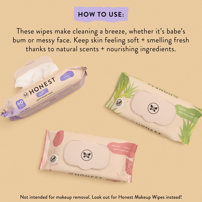 The Honest Company Hydrate and Cleanse Naturally Scented Wipes, Cleansing