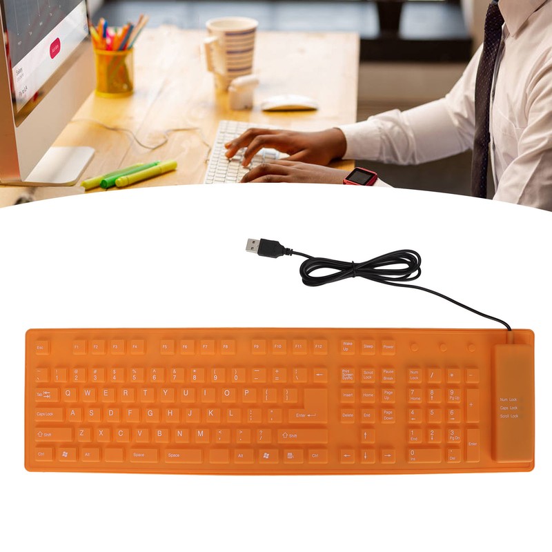 Foldable Silicone Keyboard 108 Keys Silicone Foldable USB Wired Waterproof