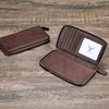 HISCOW Zippered Checkbook Cover & Card Holder with Divider -