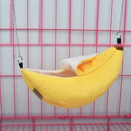 Banana bed for Hamster House for Hamsters Less Than 4 inches 10 cm in Length Pet Hammock Dutch Pig Hedgehog Rat Guinea Habitat Chinchilla sugar glider Hamster Accessories Toys Outfits(Small 8 Inch)