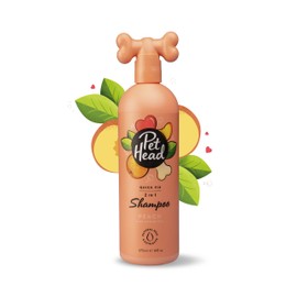 PET HEAD Quick Fix Champú y Acondicionador para Perros 475ml16.0fl oz  Aroma de Melocotón. Nutre y suaviza el pelaje. Hipoalergénico con Ingredientes 