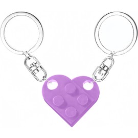 MPK Brick Matching Couple Heart Keychain for Boyfriend Girlfriend Valentines Day Stuff Him Friends Love Set Gifts (Violet)