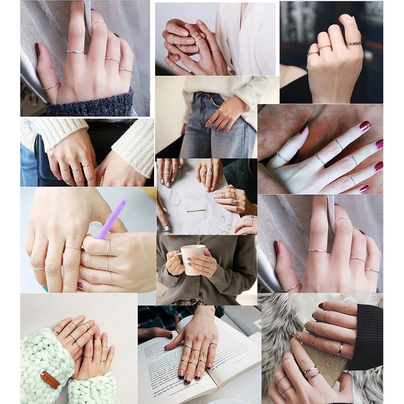 INRENG Women's Stainless Steel 1MM Thin Plain Midi Stacking Ring
