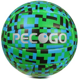 PECOGO Volleyball Size 5 - Soft PU Leather Indoor/Outdoor Ball for Training & Games, Mosaic Green Design, Ideal for Beginners, Teens & Adults