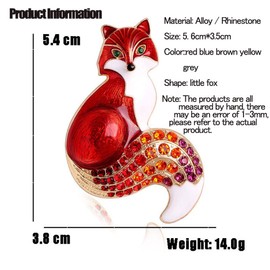Fashion Oil painting diamond small fox brooch fashion animal pin female lapel pin retro scarf clip female jewelry clothing accessories