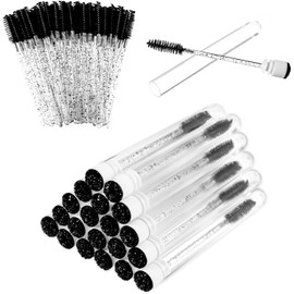 70 cepillos de pestañas negros, desechables, con 20 unidades, juego de tubo de rímel vacío, peine de pestañas de cristal, para extensión de pestañas, herramienta de maquillaje, aplicador de cepillo de