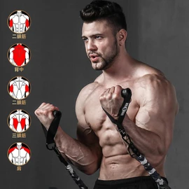 INNSTAR Exercise Handle Training Handle Fitness Grip Band Training Tube Cable Machine for Barbell Use High Load Capacity MAX 181kg Non-slip and Firm Joint 2-Piece Set (Black)
