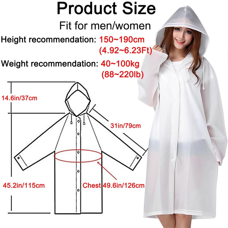 Cosowe Rain Ponchos for Adults Reusable, 2 Pcs Raincoats for