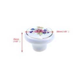 Quluxe 1-1/2 inch Hand Painted Ceramic Knobs Kitchen Cabinet Retro Vintage Door Drawer Handles Pulls for Dresser Cupboard Wardrobe- Colorful Flower (Pack of 10)