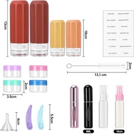 Juego de 18 Botellas de Viaje Silicona, Accesorios Viaje Rellenables a Prueba Fugas, Contenedores Viaje, Sin BPA, Certificación Tsa, Botellas de Viaje para Viajar y Acampar (B)