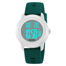 CakCity Digital Sports Watch for Women Men Waterproof Stopwatch Rubber Strap Wristwatch with Luminous Display, Alarm, Chime, EL Backlight, Countdown Unisex Outdoor Multifunction Watch（LakeGreen）