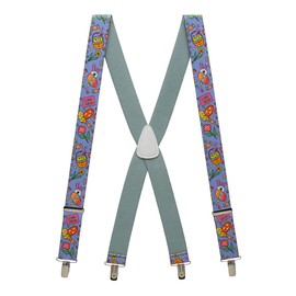 Suspender Store Novelty Easter Design Suspenders - 1.5-Inch Wide Elastic - X-Back - Clip - 54" for 6'1" to 6'5" tall