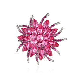 Rhinestone Flower brooch Pin Large Crystal Flower brooch Lapel Pins Wedding Party Birthday Dance Banquet Dress Suit Ceremony Clothes Hat Bag Accessories Jewelry for Women (Rose Red)