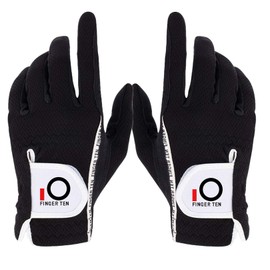 Golf Gloves Men Left Hand Right Rain Grip Weathersof Value Pair, Mens Golf Glove Wear Resistant Non Slip Flexible Durable (Black, M/L)