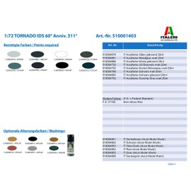 Italeri 1: 72 510001403 Tornado Ids 60 Anniv. 311