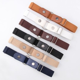 MMONY Women's Elastic No Buckle Belt, Stretchy Waist Belt (Khaki)