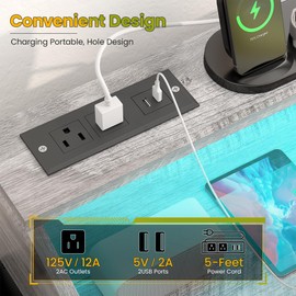 Lulive Dresser TV Stand for Bedroom with 9 Drawers - Chest of Drawers with LED Light & Charging Station - Living Room Hallway Closet Nursery (Grey)