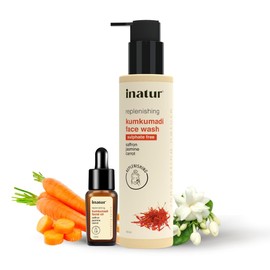 Inatur Kumkumadi Combo With Facial Oil 12ml, Face Cleanser 100ml For Rejuvenating And Brightening Skin| Value Pack I Deep Cleanses Skin