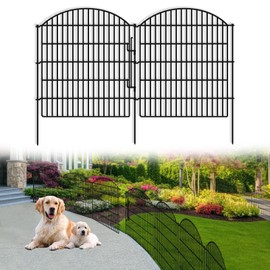16 Panels Decorative Garden Fence with Lock, 33in (H) x 38.67ft (L) No Dig Dog Animal Barrier for Outdoor Yard, Rustproof Ground Stakes Metal Fencing for Yard, Patio, Flower Bed