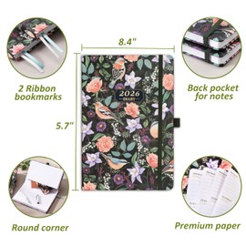 Kamaking 2026 Diary - Diary 2026 A5 Week to View Runs from January to December 2026, Beautiful Retro Hardcover, Elastic Pen Holder, Back Pocket, 21.3 x 14.7 x 1.6 cm