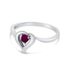 10k White Gold Round Ruby Heart Ring (Size 9)