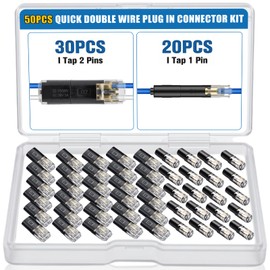 50PCS Double Wire Plug in Connector Kit,1Pin and 2Pin Low Voltage Wire Connector with Locking Buckle,Quick Disconnect Led Light Strip Connectors for Automotive, LED,DIY,No Stripping Cutting18-22 AWG