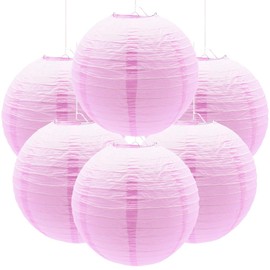 Ruidee Pack of 6 Paper Lanterns Round Lampshade Wedding Party Decoration Paper Lamps for Wedding Party Birthday Decoration (Pink)