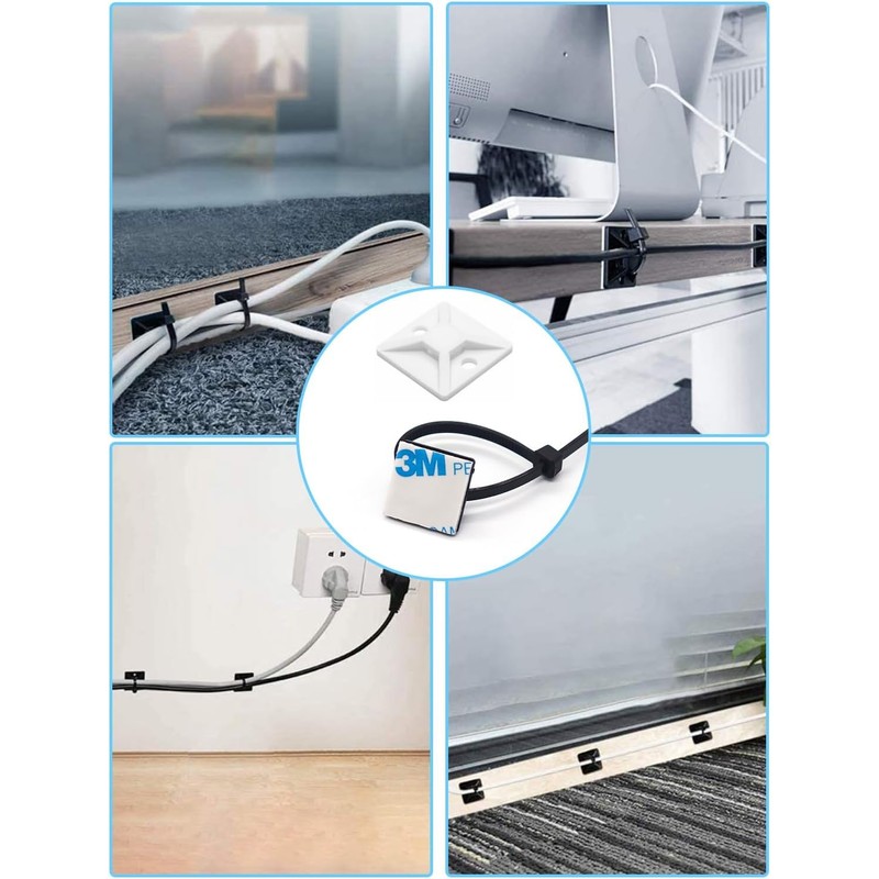 3/4" Zip Tie Mounts - 60 PCS Self Adhesive Cable